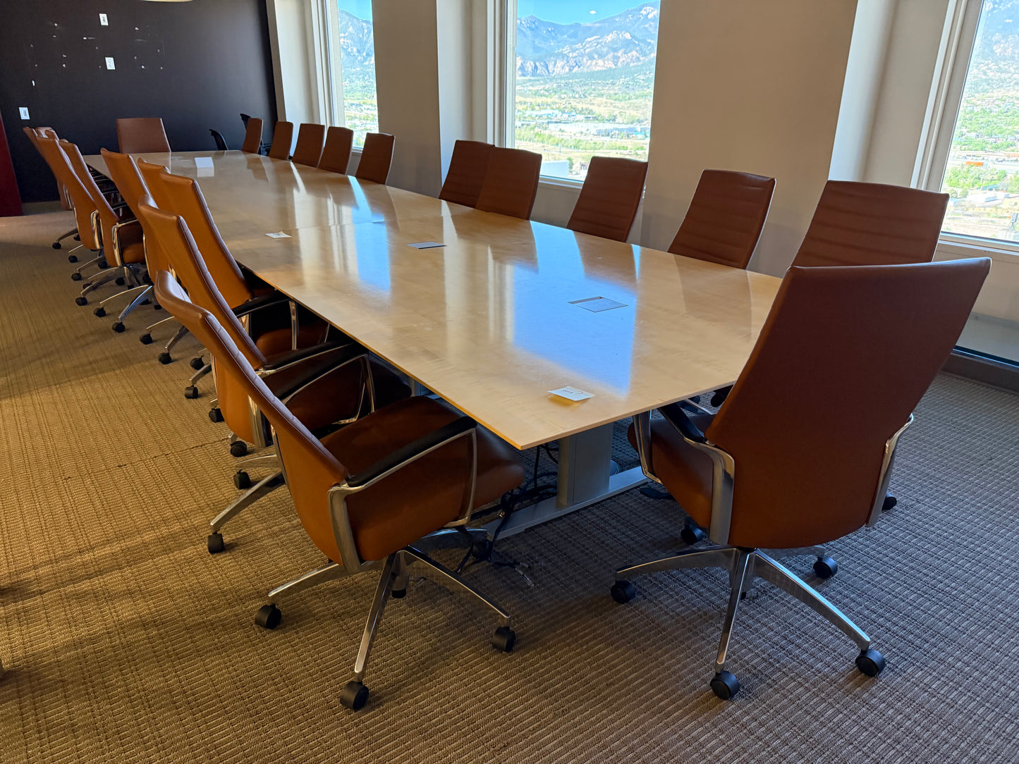 Nienkamper Vox 24x5' Maple Conference Table + 22 Global Accord Chairs