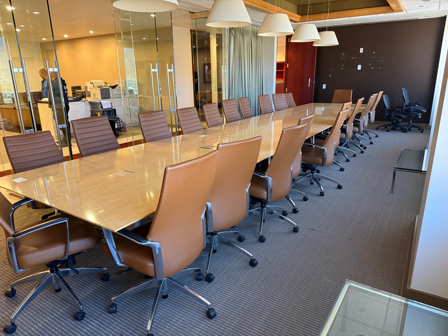 Nienkamper Vox 24x5' Maple Conference Table + 22 Global Accord Chairs