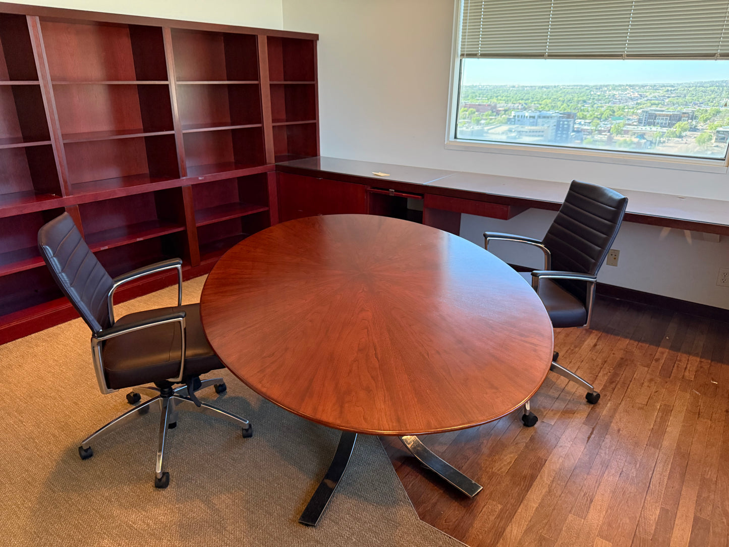 Oval 78x48 Cherry Conference Table w/ 2 Global Accord Chairs
