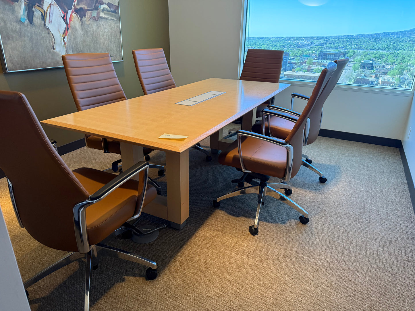 Steelcase 7x3' Maple Conference Table w/ 6 Global Accord Chairs (2 sets available)