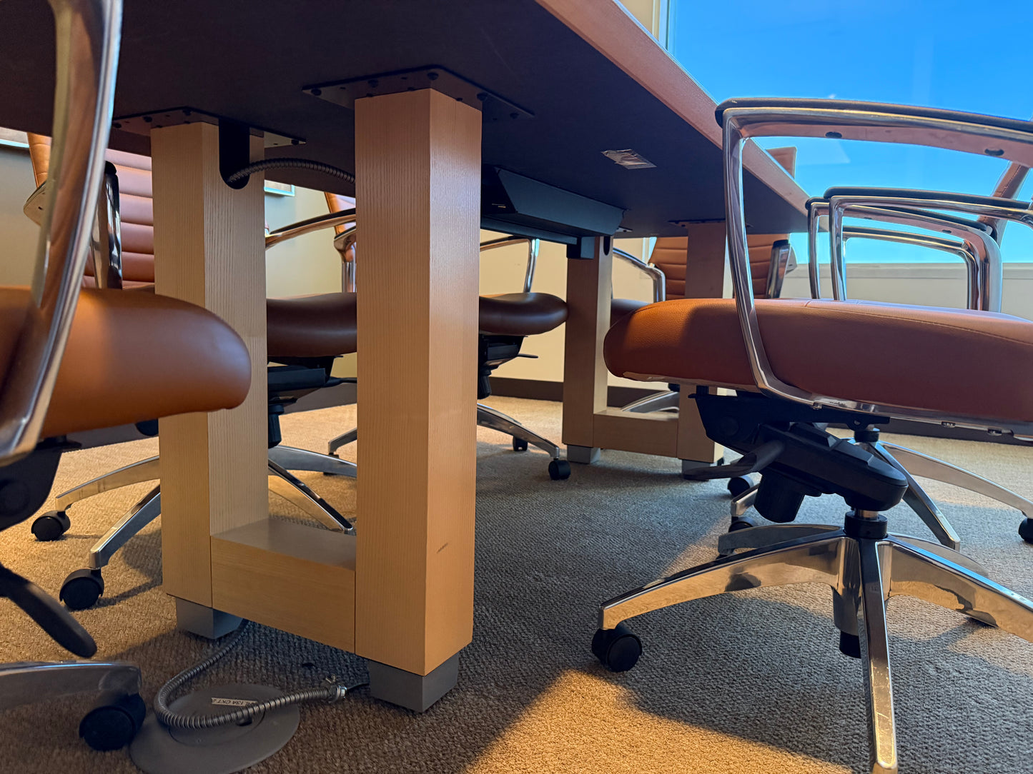 Steelcase 7x3' Maple Conference Table w/ 6 Global Accord Chairs (2 sets available)