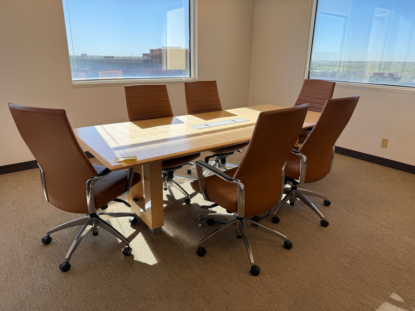 Steelcase 7x3' Maple Conference Table w/ 6 Global Accord Chairs (2 sets available)