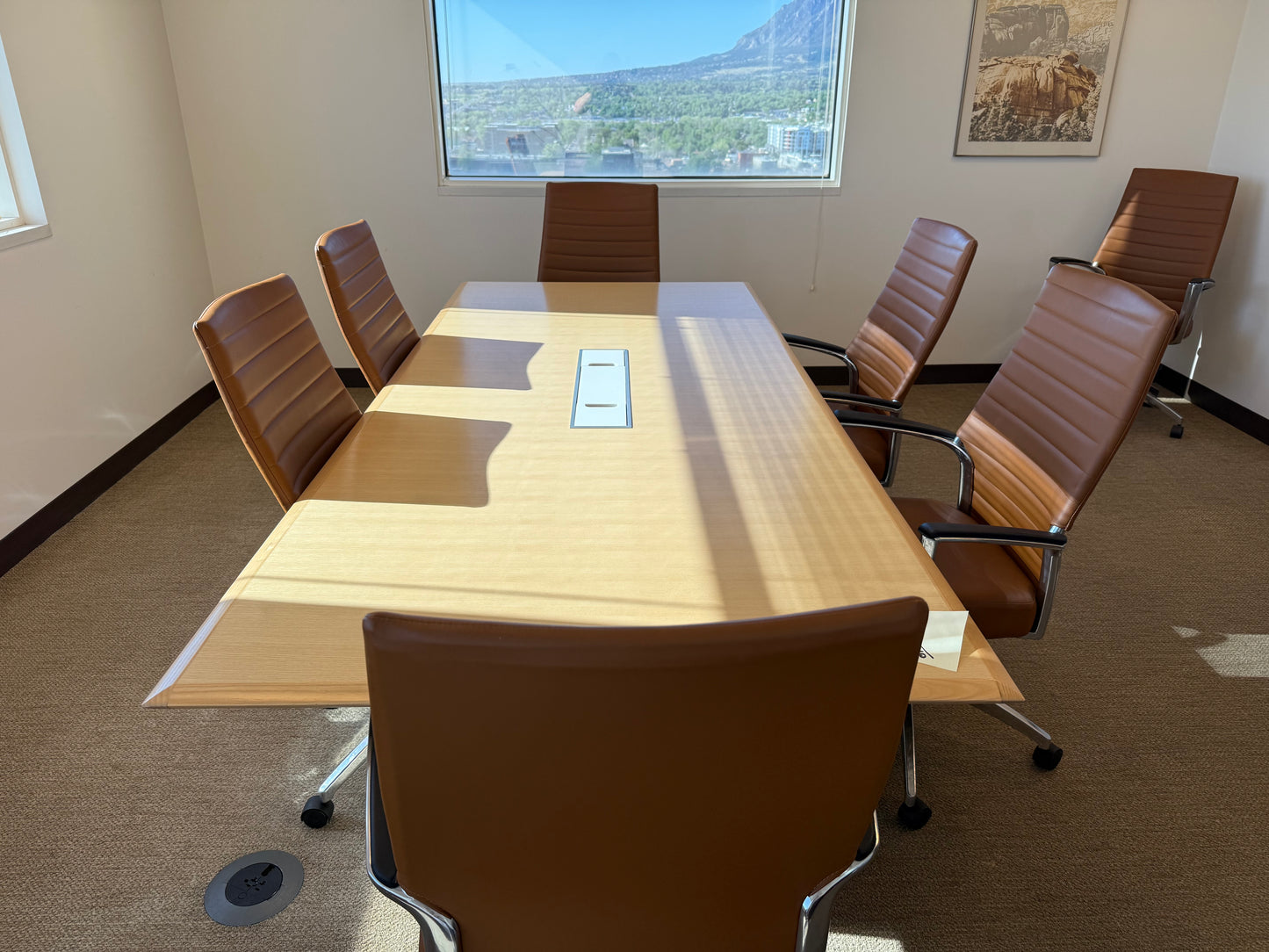 Steelcase 7x3' Maple Conference Table w/ 6 Global Accord Chairs (2 sets available)