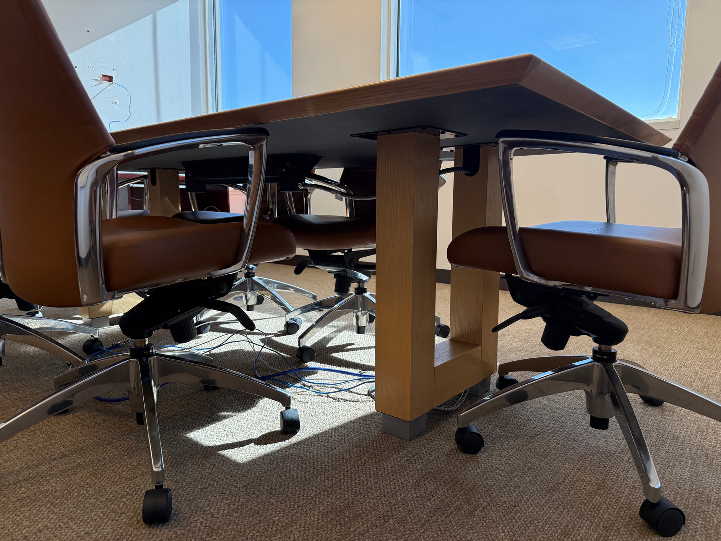 Steelcase 7x3' Maple Conference Table w/ 6 Global Accord Chairs (2 sets available)