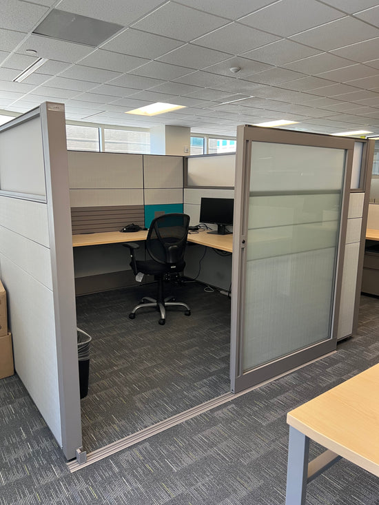 Haworth Compose workstation private office with glass 6x8