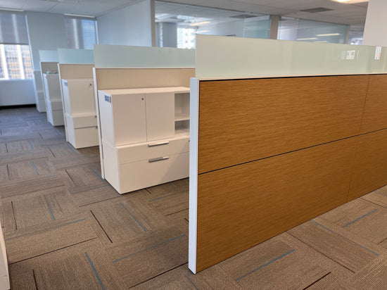 Teknion workstations with wood panels